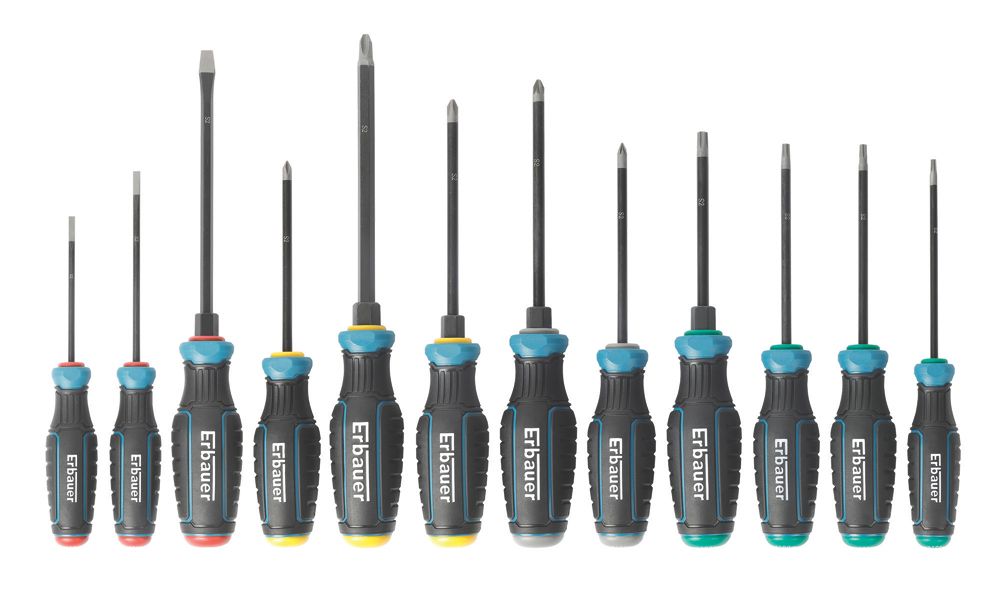Image of Erbauer Mixed Screwdriver Set 12 Pieces 