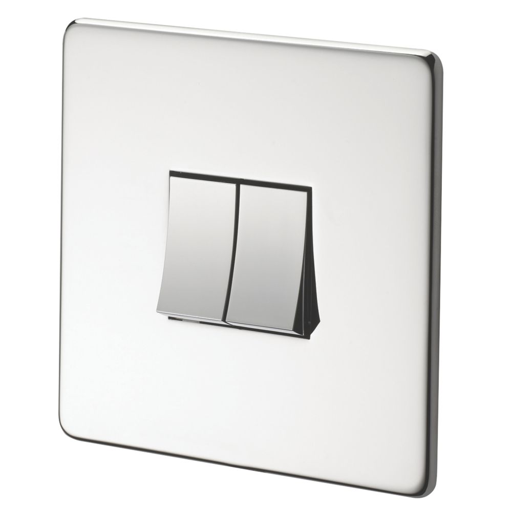 Image of Crabtree Platinum 10AX 2-Gang 2-Way Light Switch Polished Chrome 