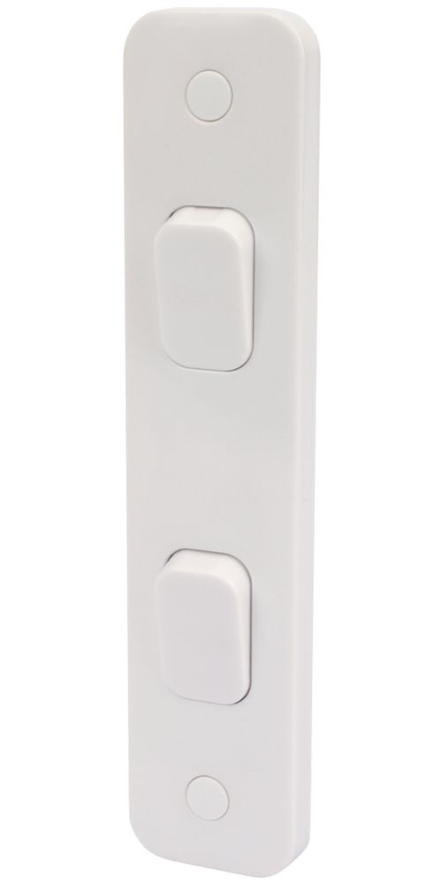 Image of Schneider Electric Lisse 10AX 2-Gang 2-Way Rocker Switch White 