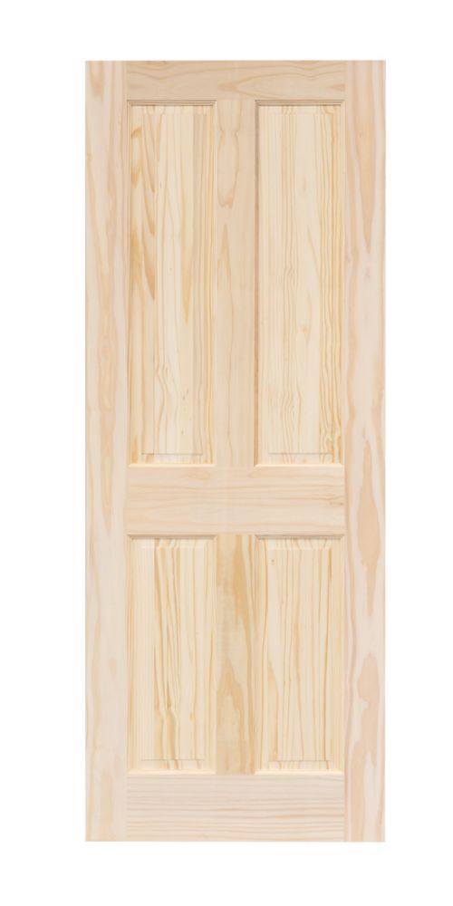 Image of Unfinished Pine Wooden 4-Panel Internal Victorian-Style Door 2032mm x 813mm 