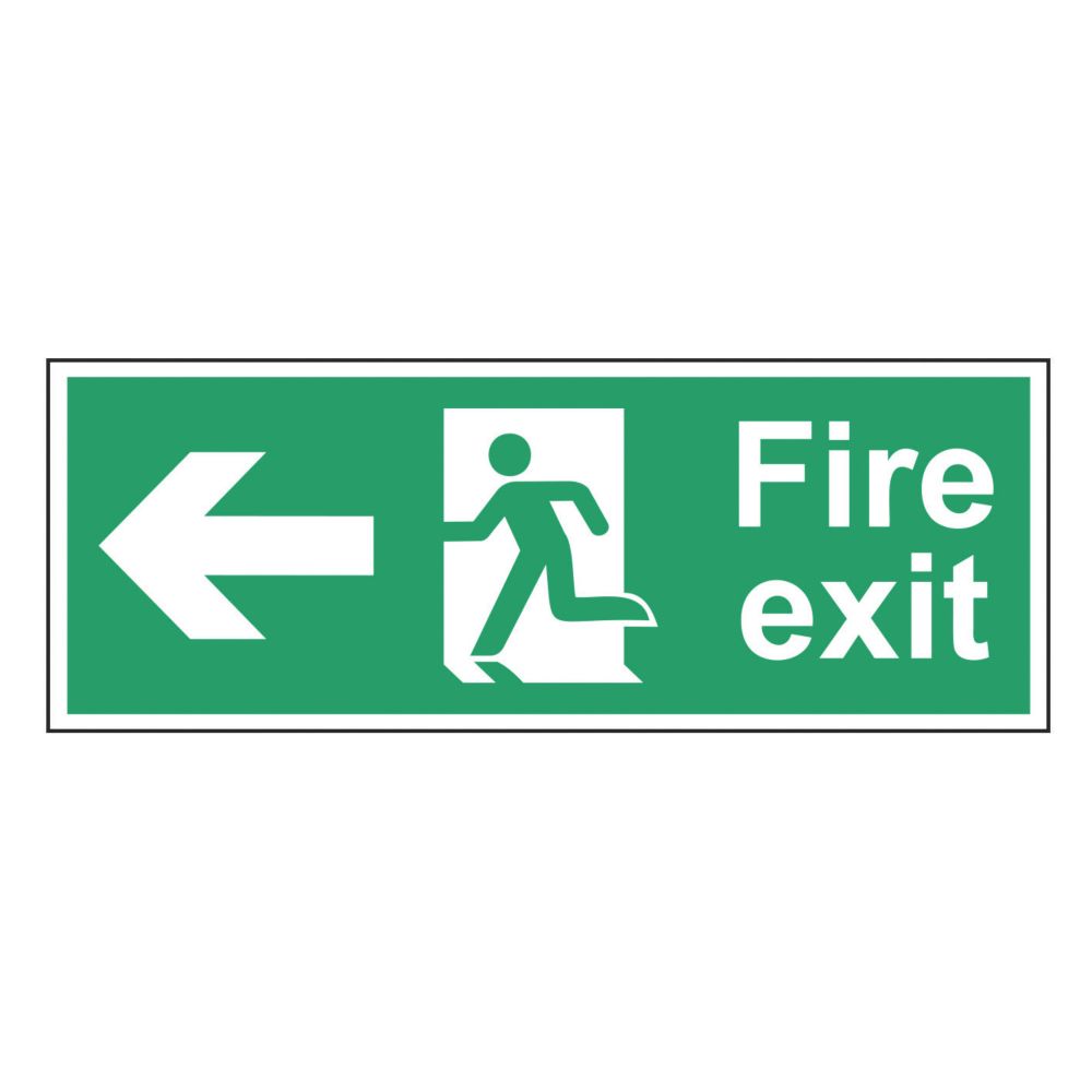 Image of Non Photoluminescent "Fire Exit Man Left Arrow" Sign 150mm x 400mm 