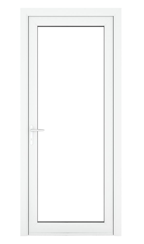 Image of Crystal Fully Glazed 1-Clear Light Right-Hand Opening White uPVC Back Door 2090mm x 840mm 