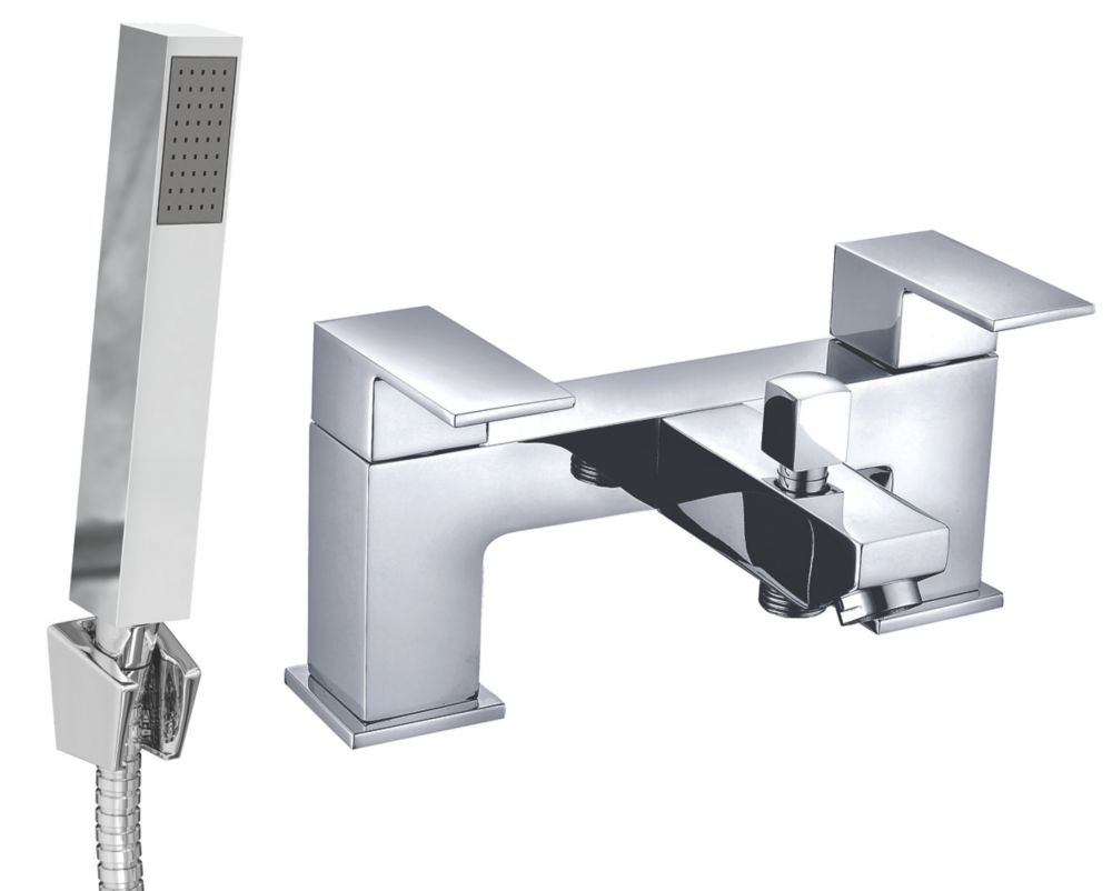 Image of ETAL Veal Deck-Mounted Bath Shower Mixer Tap Polished Chrome 