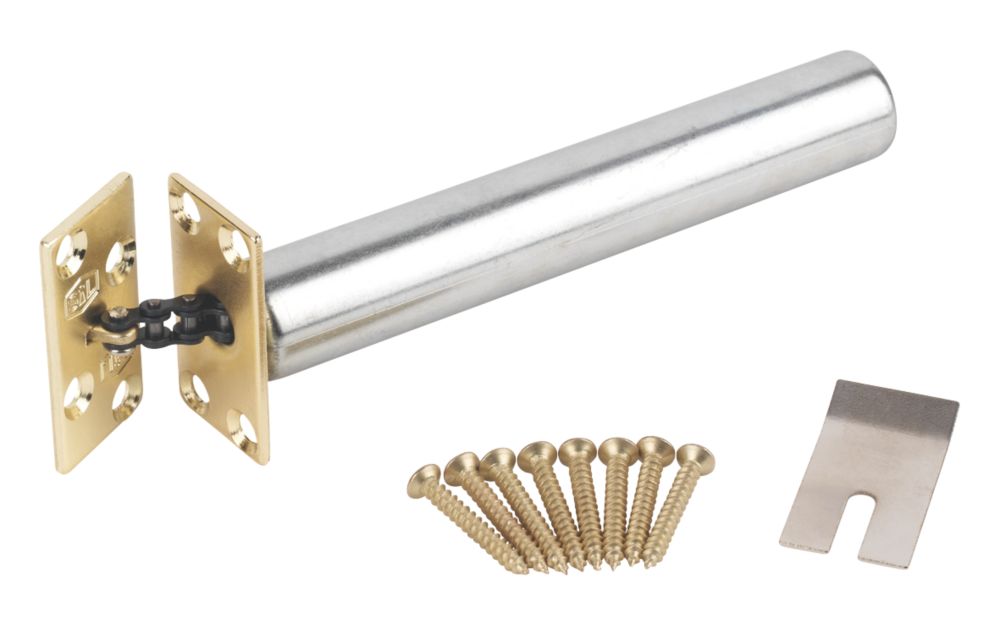 Image of Smith & Locke Concealed Door Closer Square Polished Brass 95Â° 144.5mm 