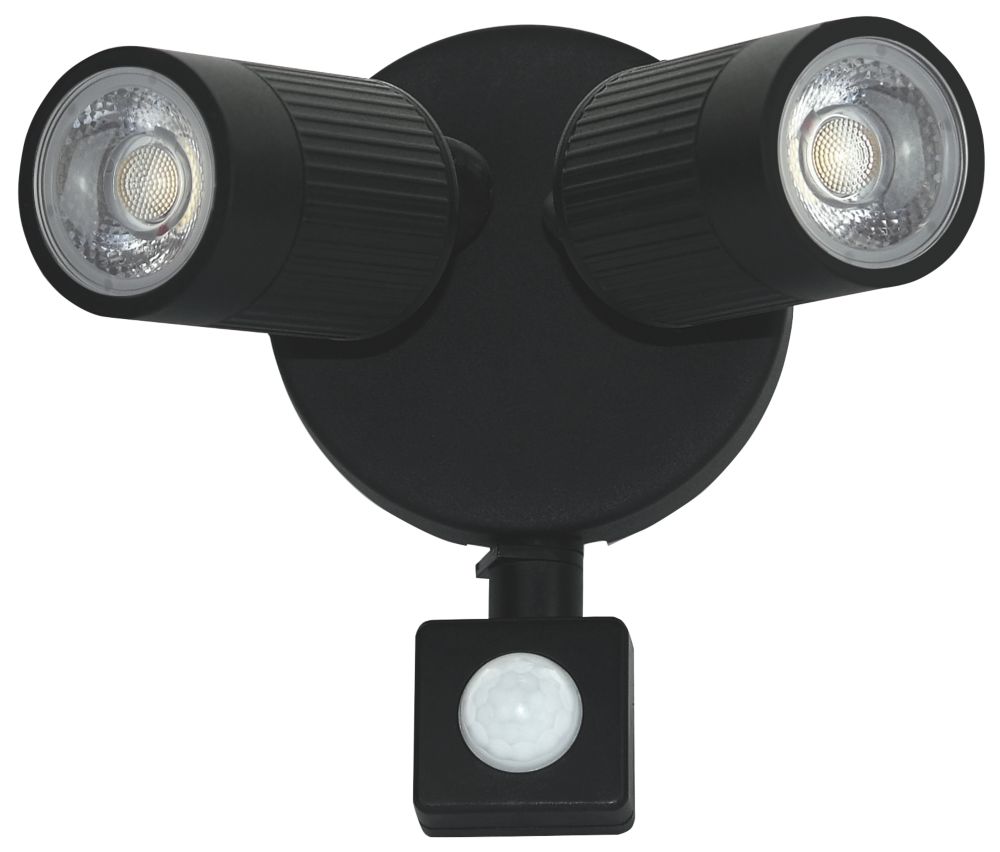 Image of Luceco Outdoor LED Wall Light With PIR Sensor Black 10W 720lm 