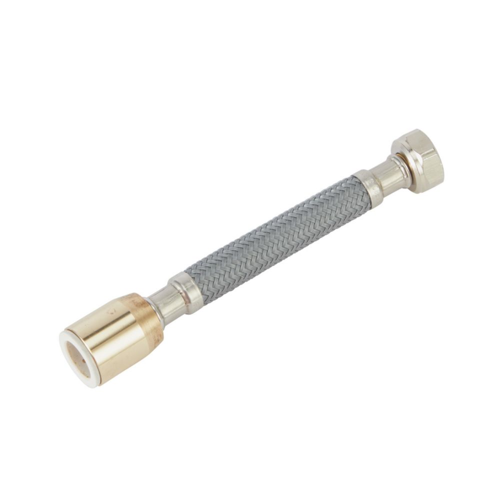 Image of Flomasta Push-Fit Straight Flexible Hose 15mm x 1/2" x 150mm 