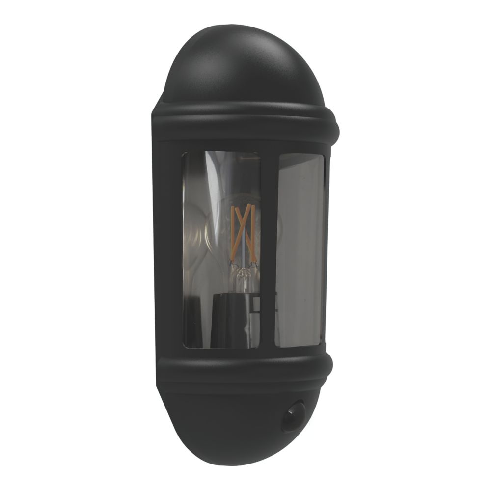 Image of 4lite Outdoor Half Wall Light/Lantern With PIR Sensor Black 