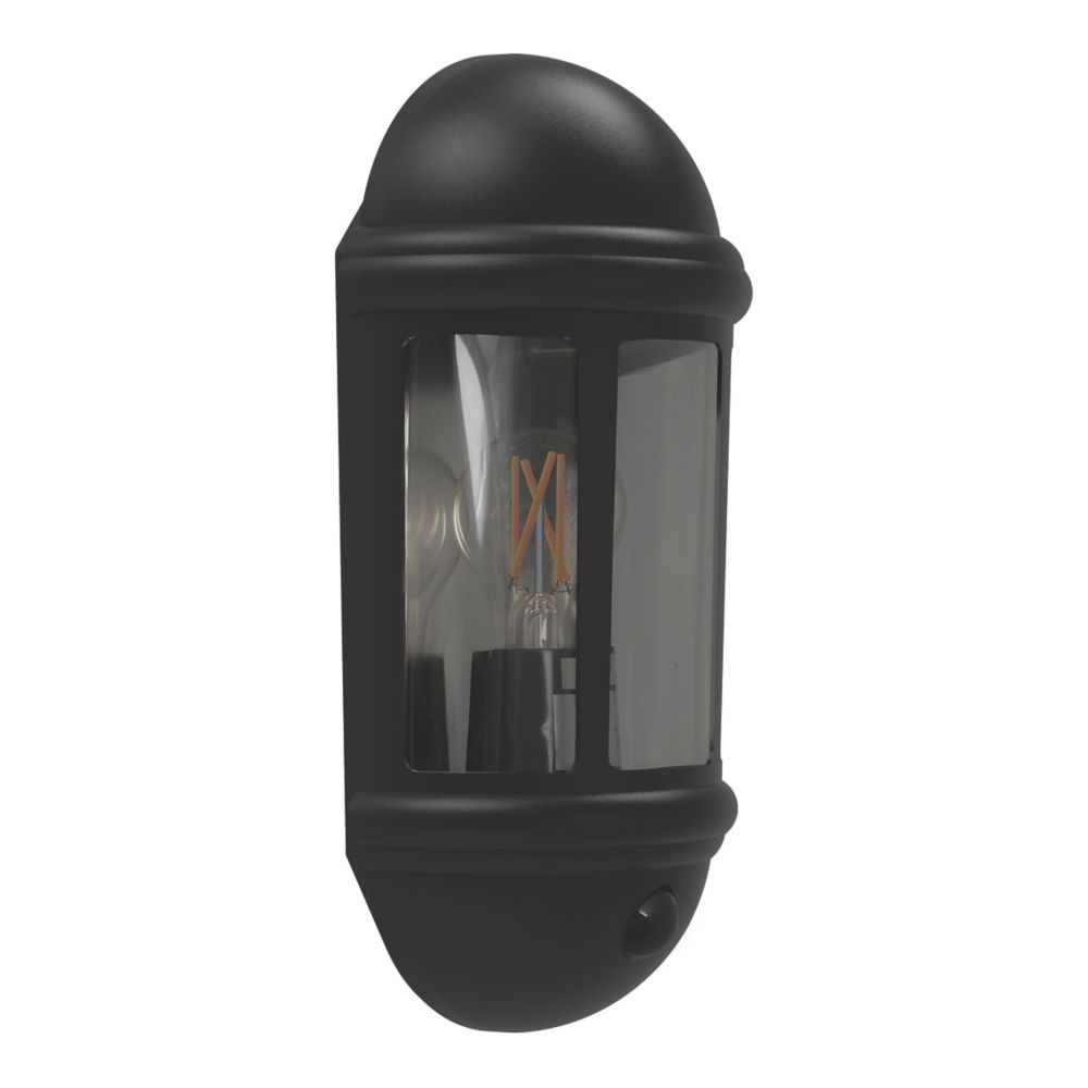 Image of 4lite Outdoor Half Wall Light/Lantern With PIR Sensor Black 