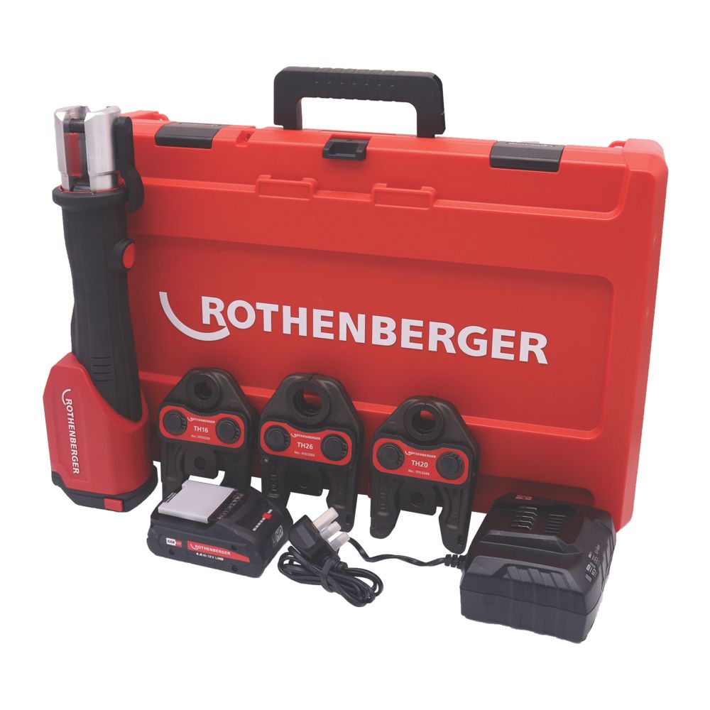 Image of Rothenberger Romax 4000 18V 1 x 4.0Ah Li-Ion CAS Brushless Cordless Press Machine & Jaws 