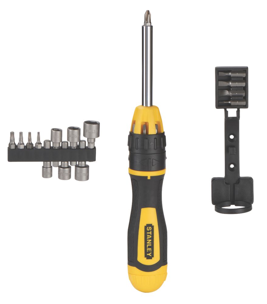 Image of Stanley Ratchet Screwdriver Bit Set 21 Pieces 