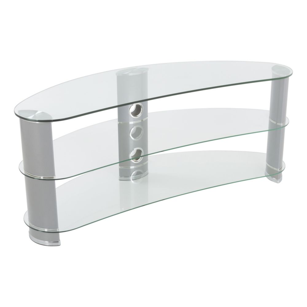 Image of AVF Jelly Bean FS1200CURCS TV Stand Silver Body / Clear Glass 