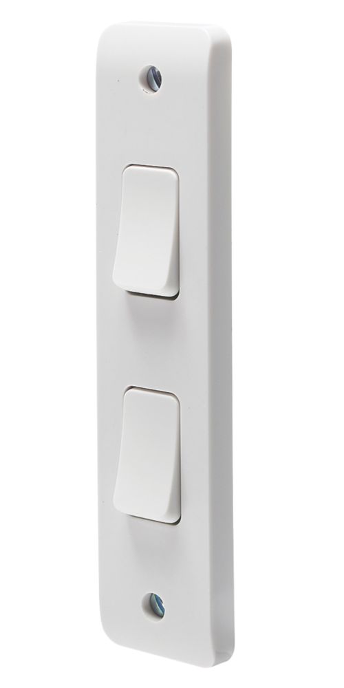 Image of Crabtree Instinct 10AX 2-Gang 2-Way Architrave Switch White 