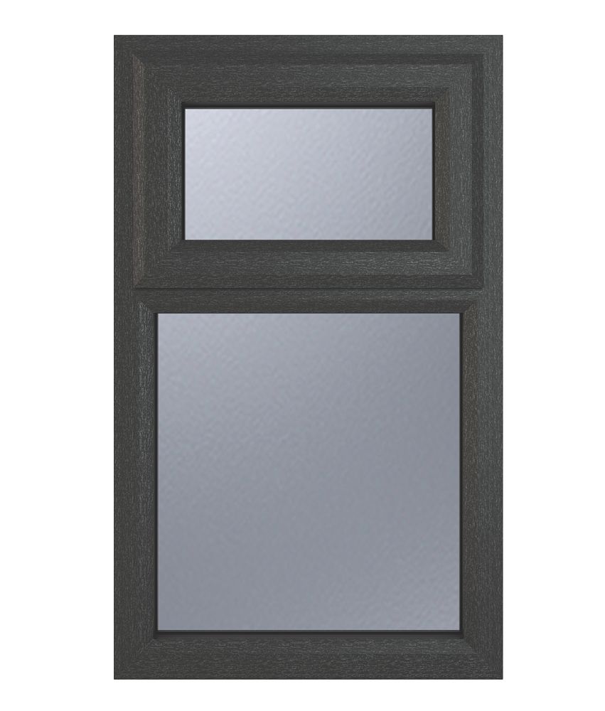 Image of Crystal Top Opening Obscure Triple-Glazed Casement Anthracite on White uPVC Window 905mm x 1040mm 