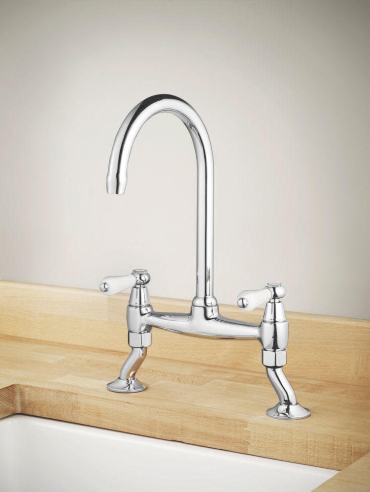Image of Swirl M5004P Allegro Surface-Mounted Deck Sink Mixer Kitchen Tap Chrome 