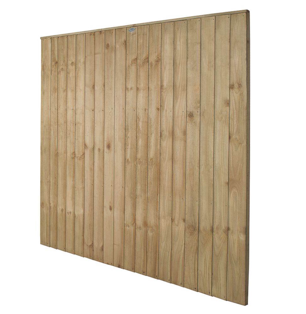 Image of Forest Vertical Board Closeboard Garden Fencing Panel Natural Timber 6' x 6' Pack of 3 