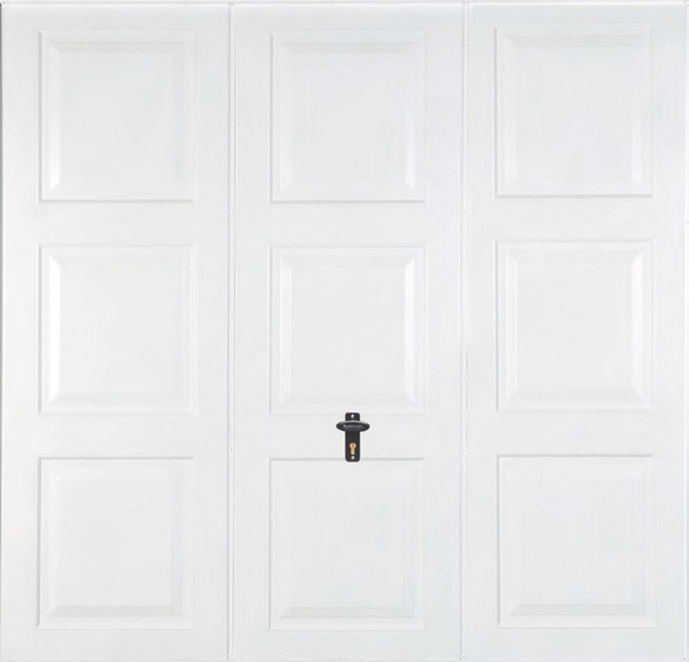 Image of Gliderol Georgian 7' 6" x 7' Non-Insulated Frameless Steel Up & Over Garage Door White 