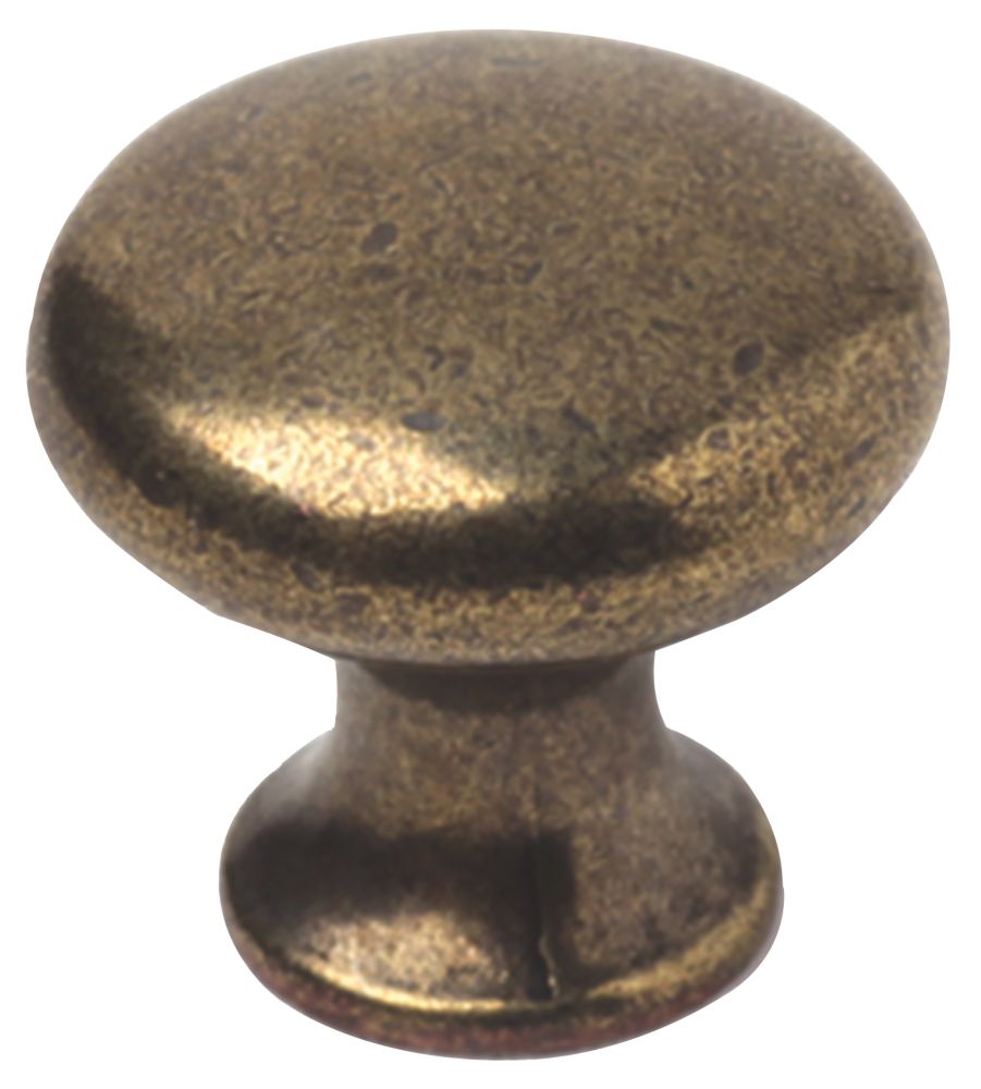 Image of Decorative Round Cabinet Knobs Antique Brass 20mm 2 Pack 
