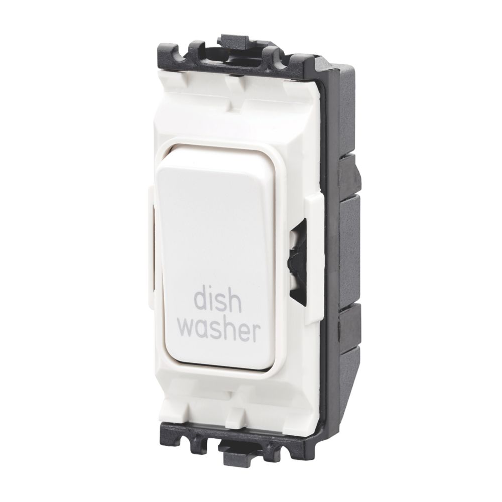 Image of MK Grid Plus 20A Grid DP Dishwasher Switch White with Colour-Matched Inserts 