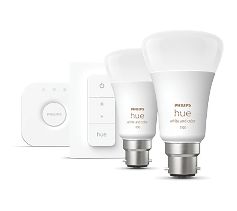 Image of Philips Hue Ambience BC A19 RGB & White LED Smart Lighting Starter Kit 9W 806lm 3 Piece Set 