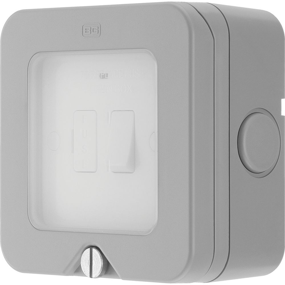 Image of British General IP66 13A Weatherproof Outdoor Switched Fused Spur & Flex Outlet with Neon 