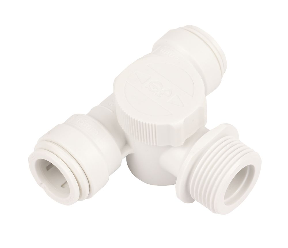 Image of JG Speedfit Plastic Push-Fit Adapting Appliance Tap Tee 15mm x 15mm x 3/4" 