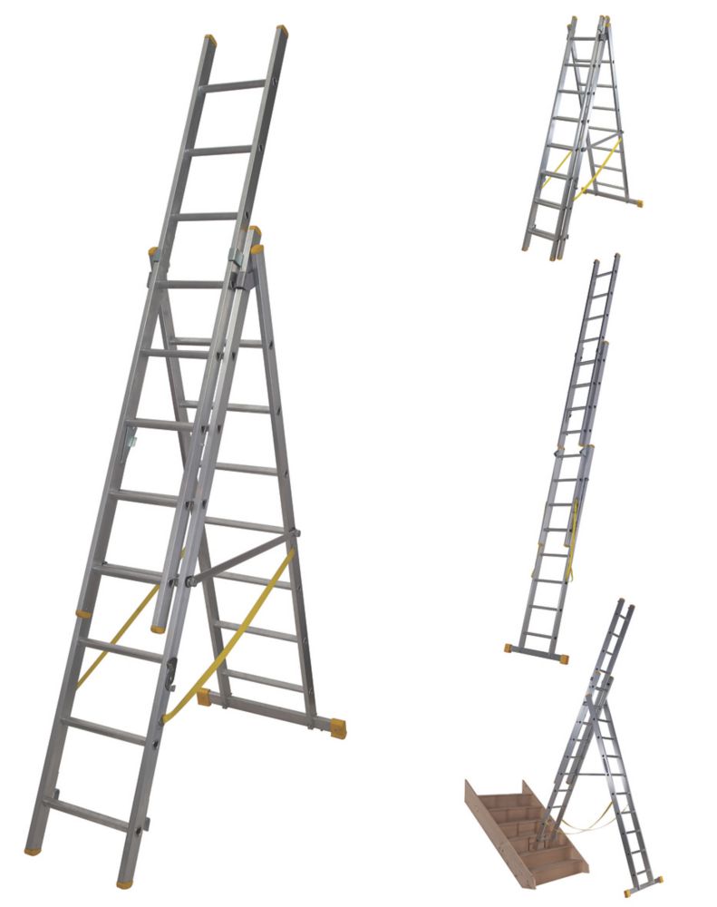 Image of Werner 3-Section 4-Way Aluminium Combination Ladder 5.18m 
