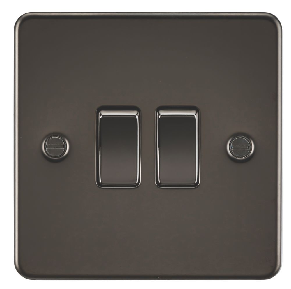Image of Knightsbridge 10AX 2-Gang 2-Way Light Switch Gunmetal 