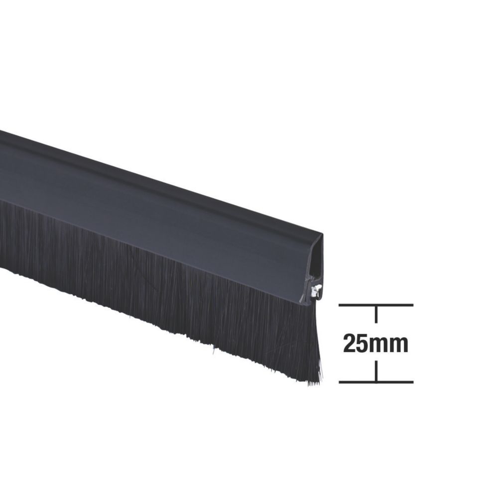 Image of Stormguard Bottom Door Brush Draught Excluder Black 1m 