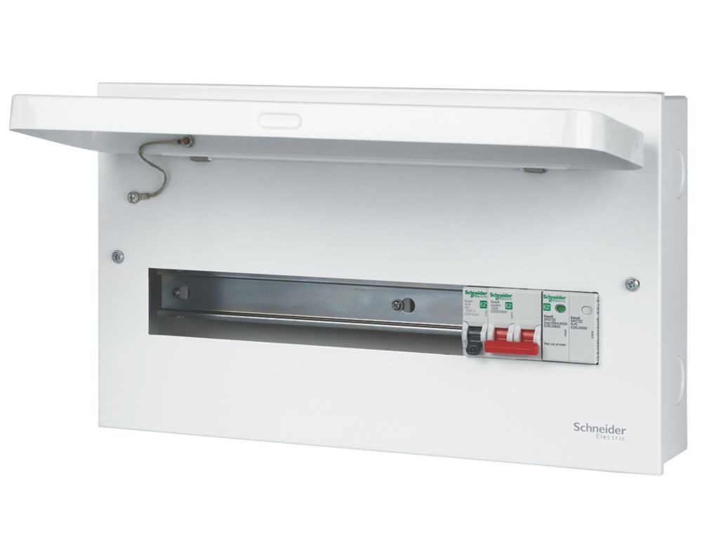 Image of Schneider Electric Easy9 Compact 18-Module 13-Way Part-Populated High Integrity Main Switch Consumer Unit with SPD 