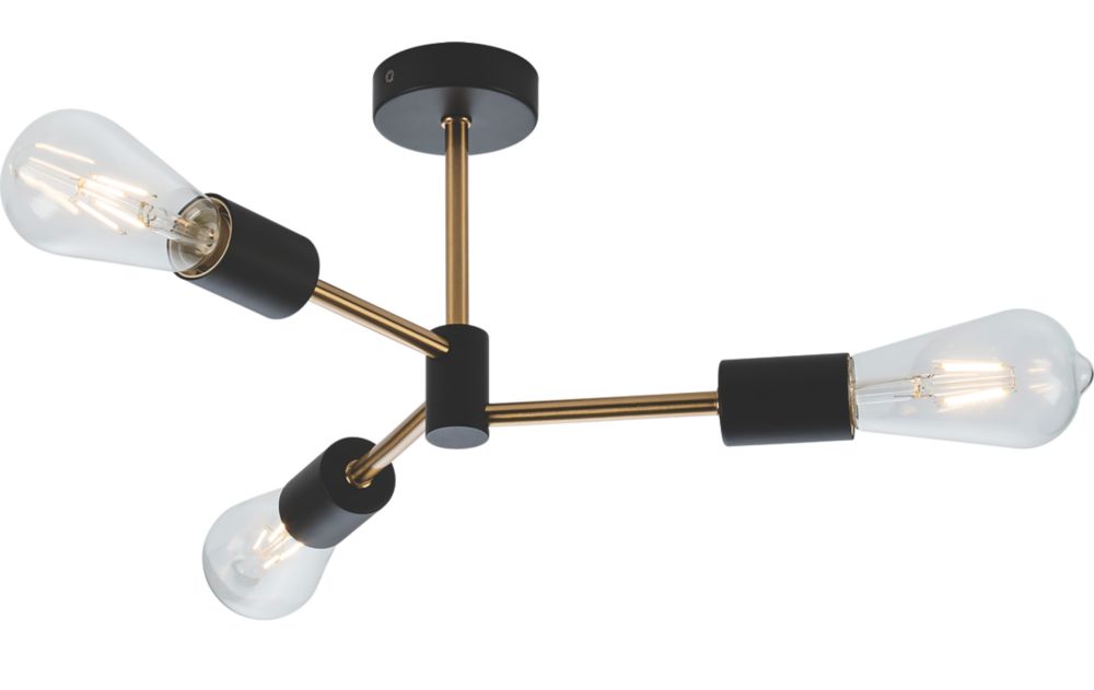 Image of Knightsbridge Sena Decorative 3-Light Pendant Matt Black 