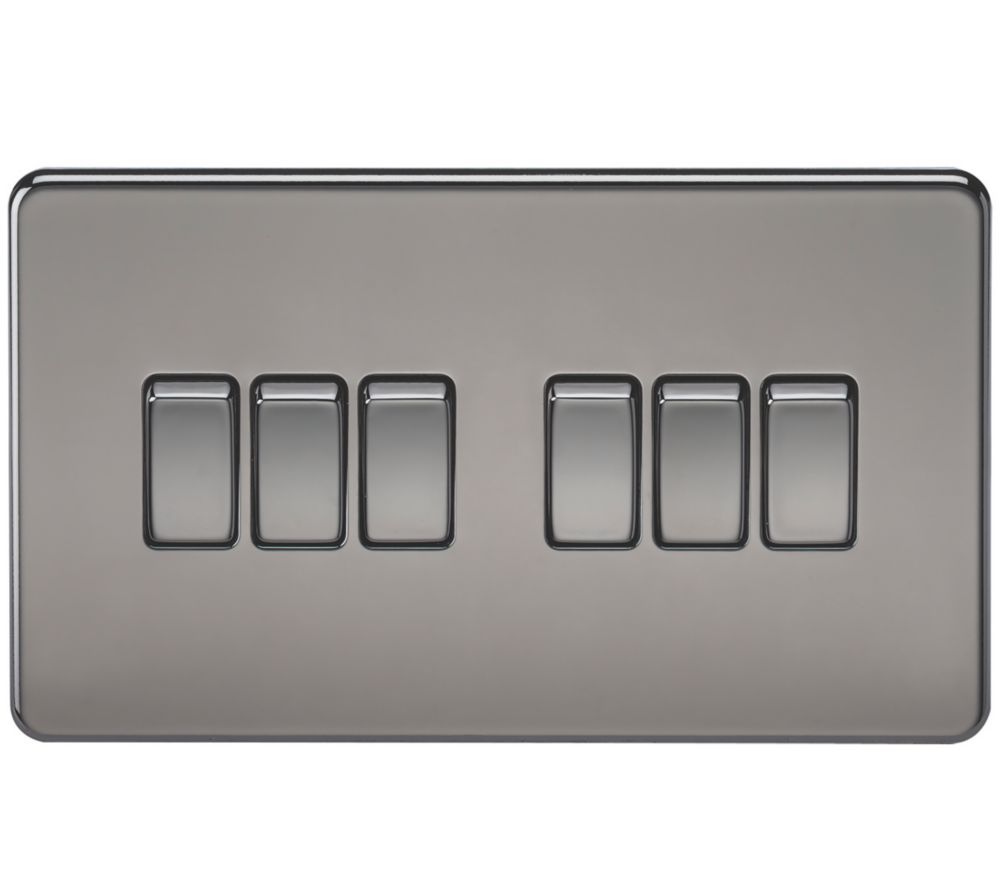 Image of Knightsbridge 10AX 6-Gang 2-Way Light Switch Black Nickel 