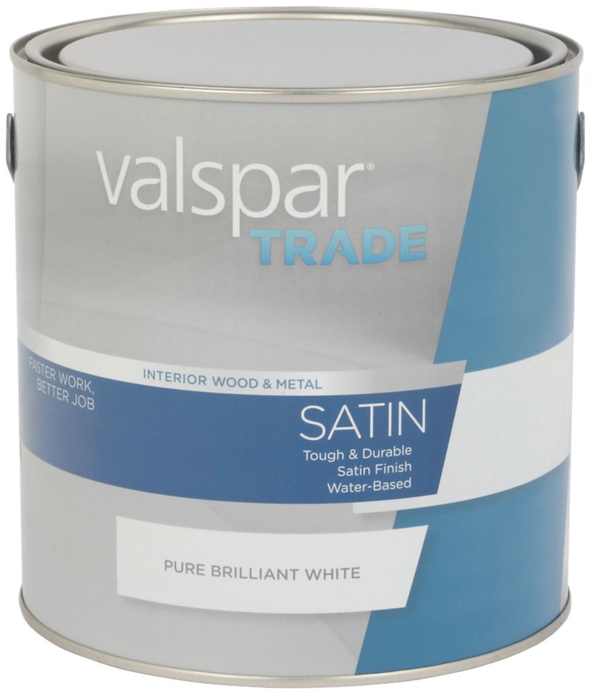 Image of Valspar Trade Satin Wood & Metal Paint Pure Brilliant White 2.5Ltr 