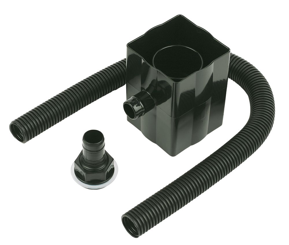 Image of FloPlast Square Rainwater Diverter Black 65/68mm 
