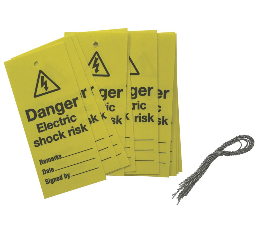 Image of 'Danger Electric Shock Risk' Safety Maintenance Tags 10 Pack 