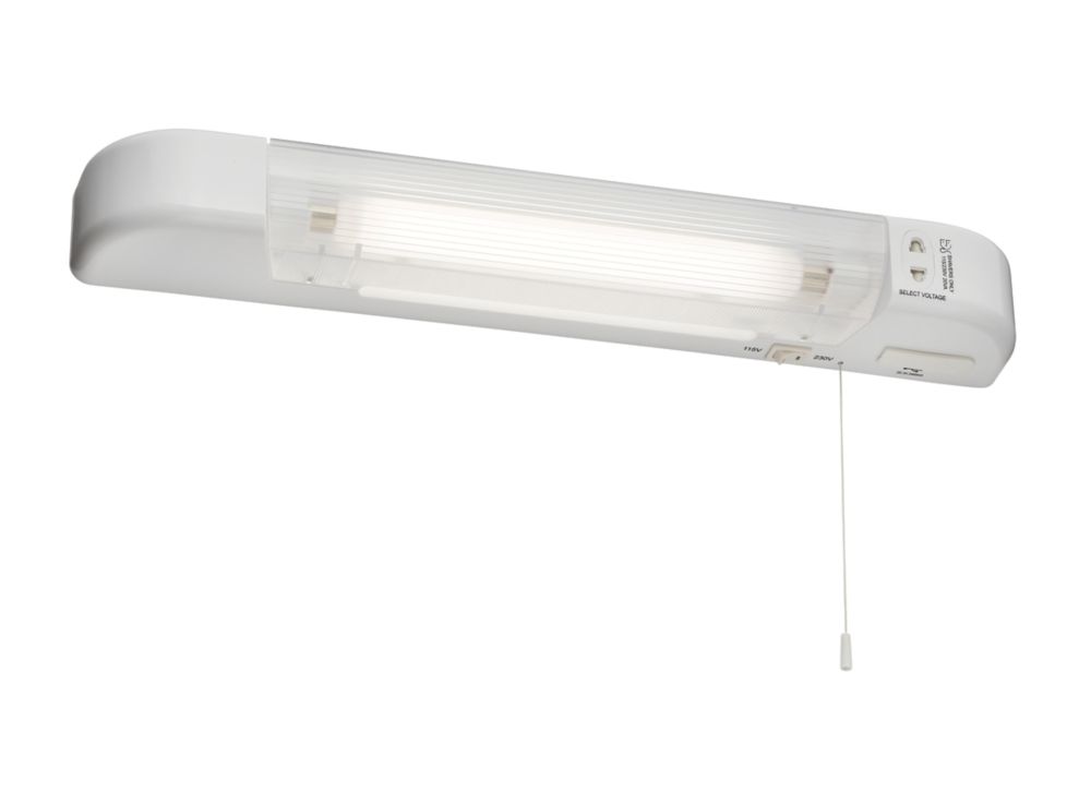 Image of Knightsbridge SL6 Dual Voltage LED Shaver Light with USB White 6W 450lm + 2.4A 2-Outlet Type A USB Charger 