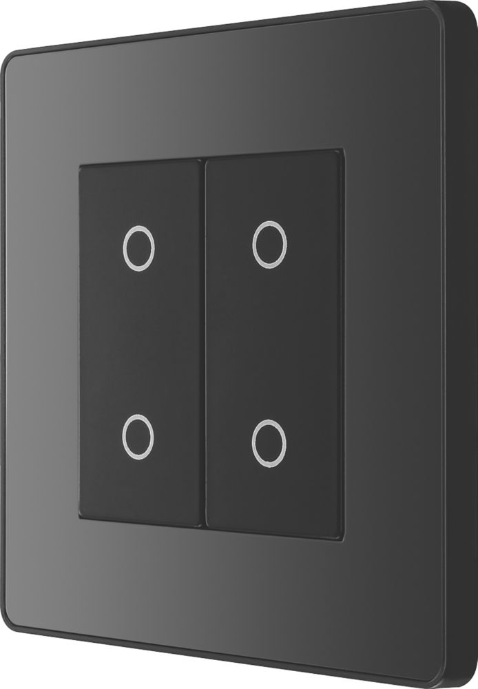 Image of British General Evolve 2-Gang 2-Way LED Double Secondary Touch Trailing Edge Dimmer Switch Black with Black Inserts 