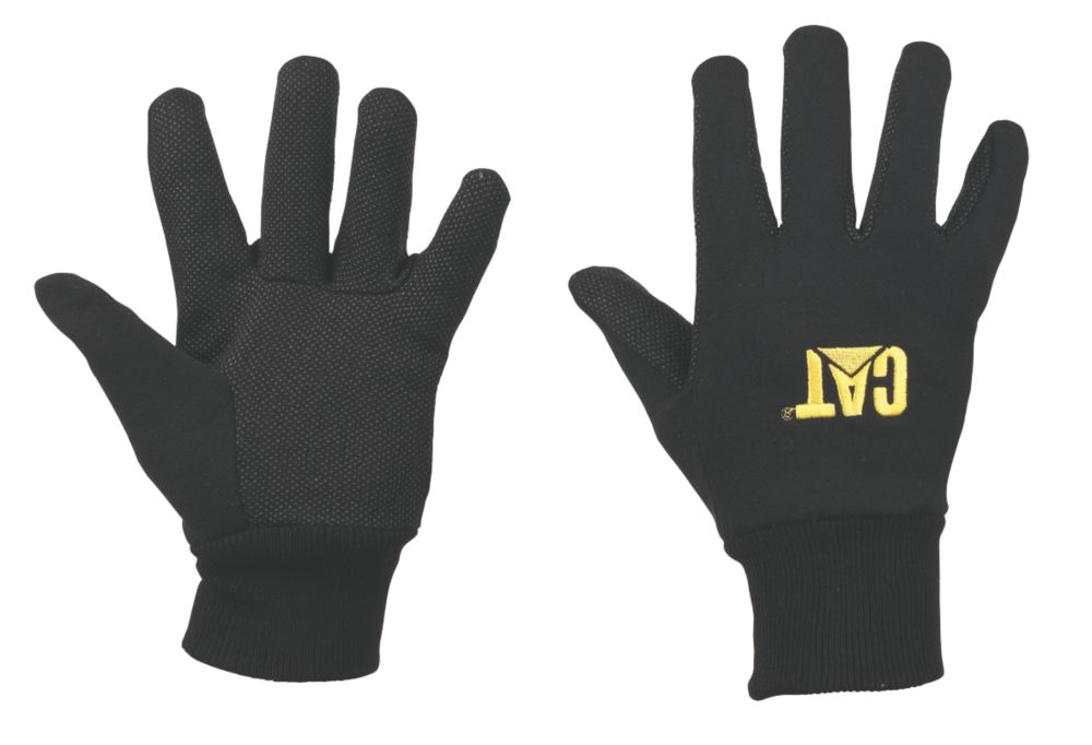 Image of CAT Jersey Gloves with Microdot Palms Black Large 