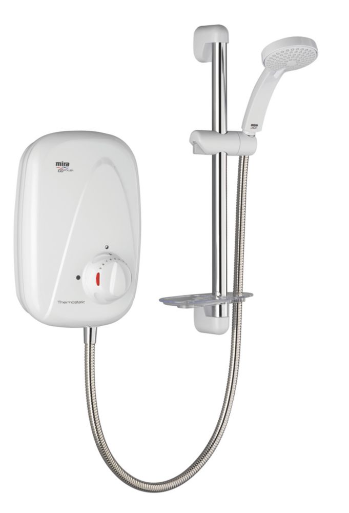 Image of Mira Go Rear-Fed White / Chrome Thermostatic Power Shower 