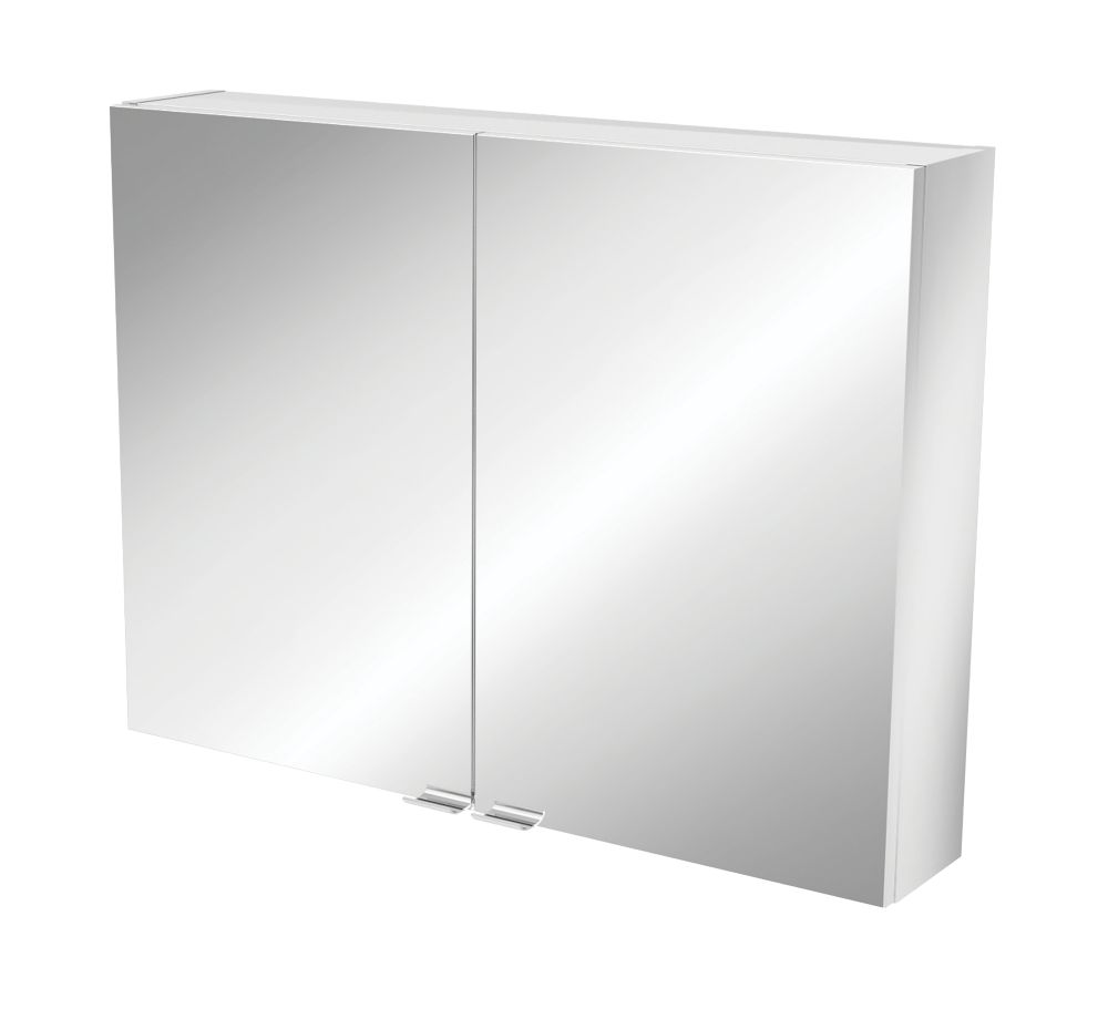 Image of Imandra Bathroom Mirror Cabinet Silver Gloss 800mm x 150mm x 600mm 