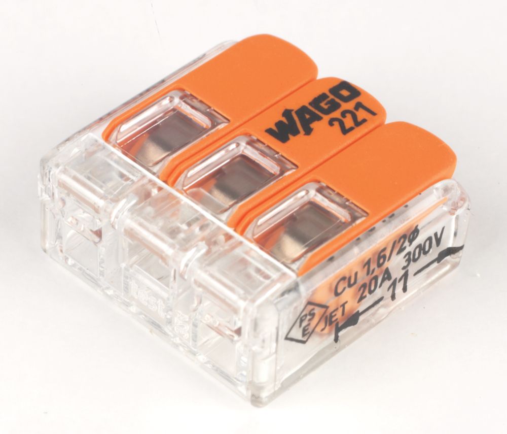 Image of Wago 32A 3-Way Lever Connector 50 Pack 