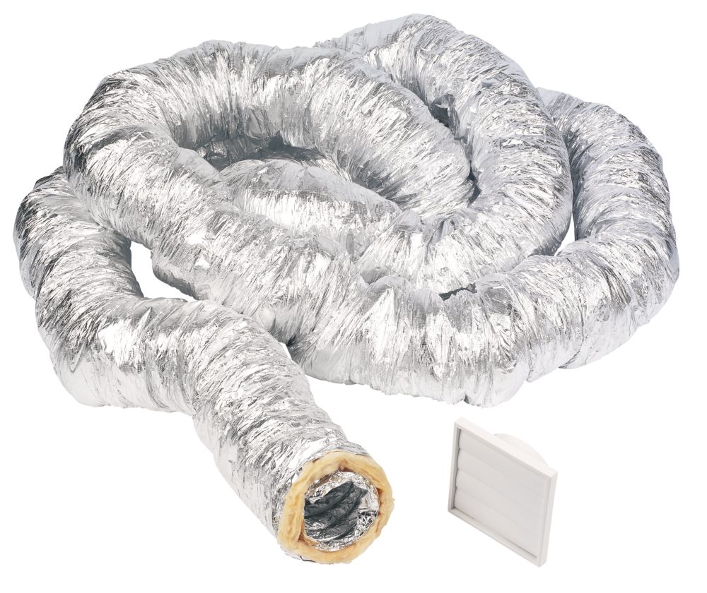 Image of Manrose Aluminium Insulated Flexible Ducting Hose Silver 10m x 127mm 