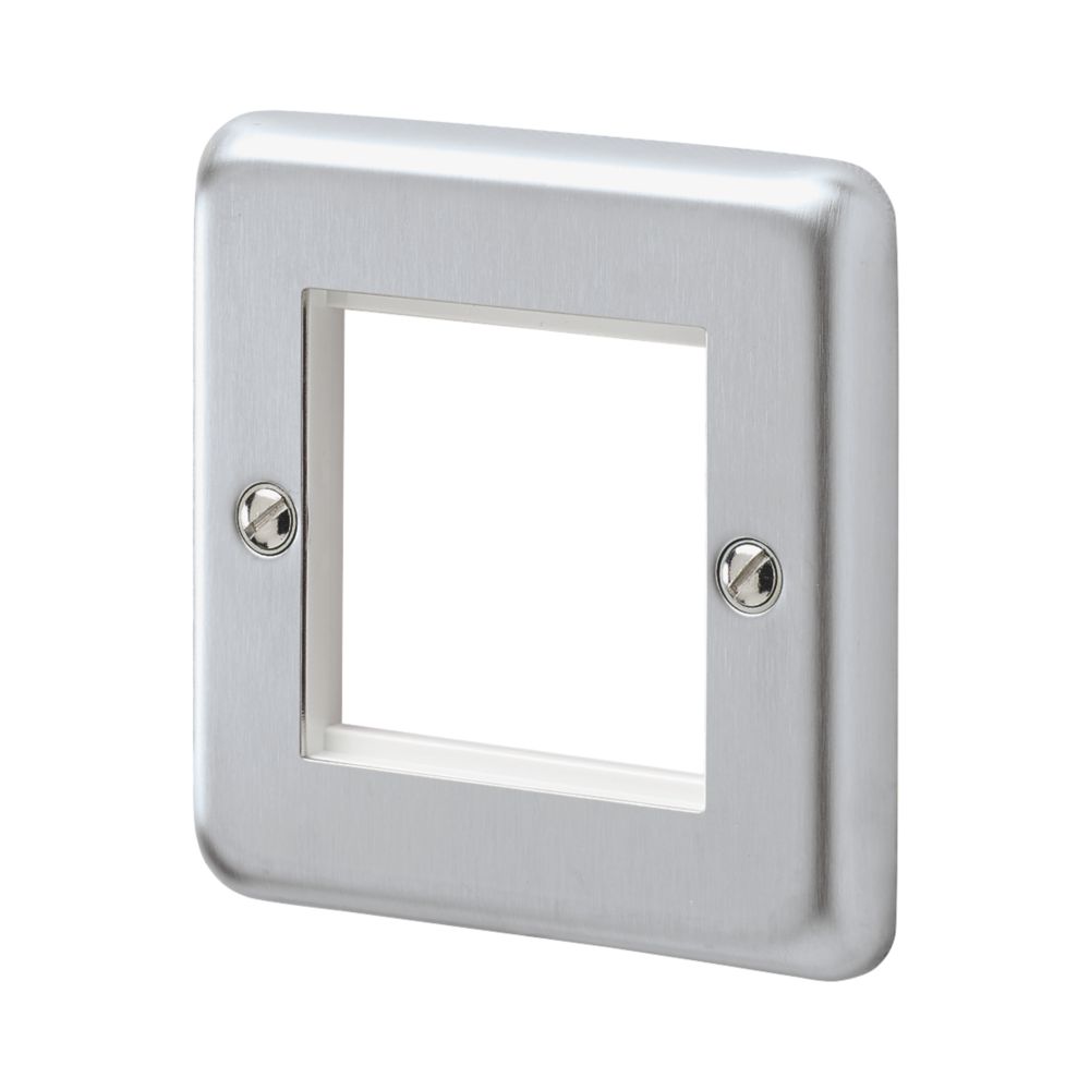 Image of MK Albany Plus 2-Module Modular Light Switch Surround Brushed Chrome 