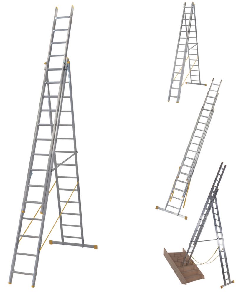 Image of Werner 3-Section 4-Way Aluminium Combination Ladder with Stair Function 9.61m 
