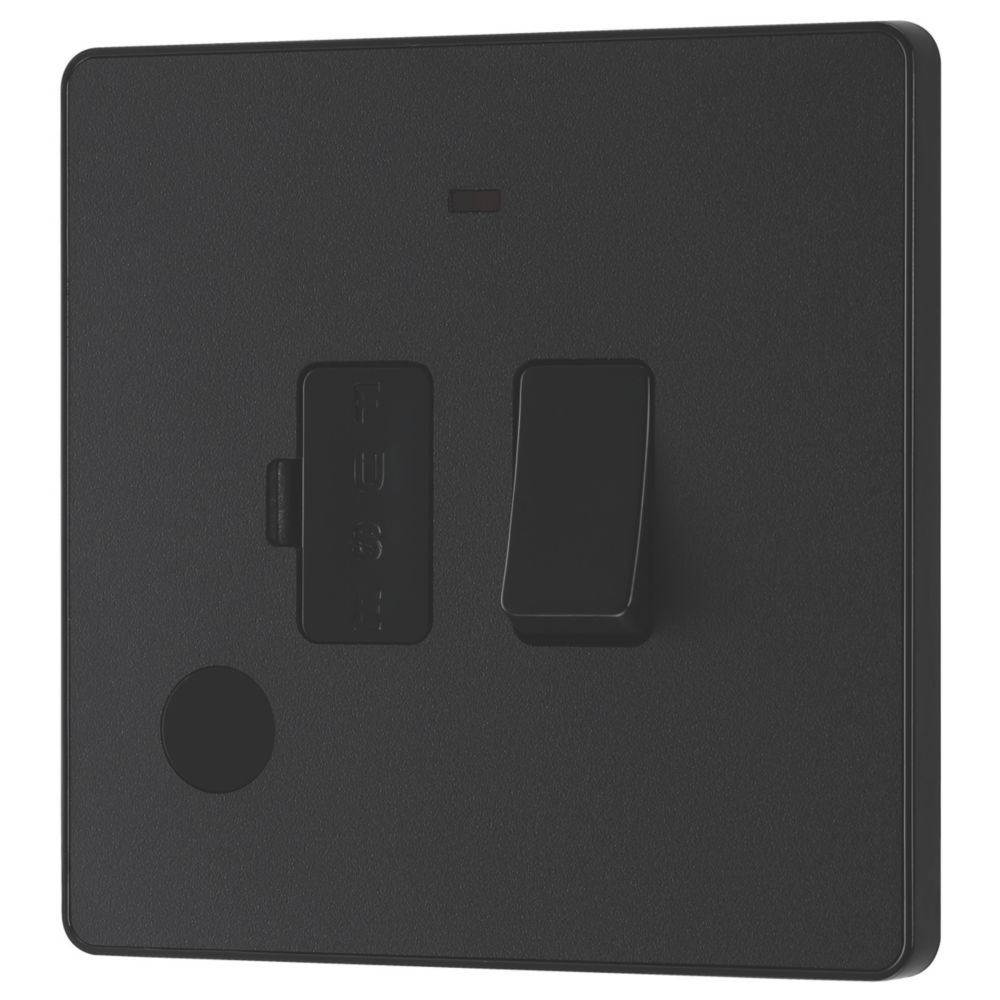 Image of British General Evolve 13A Switched Fused Spur with LED Matt Black with Black Inserts 