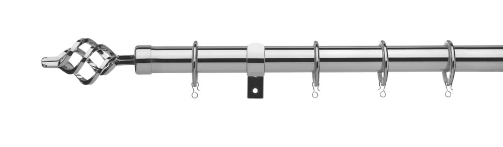 Image of Universal Metal Extendable Curtain Pole Polished Chrome 25 / 28mm x 1.8-3.2m 