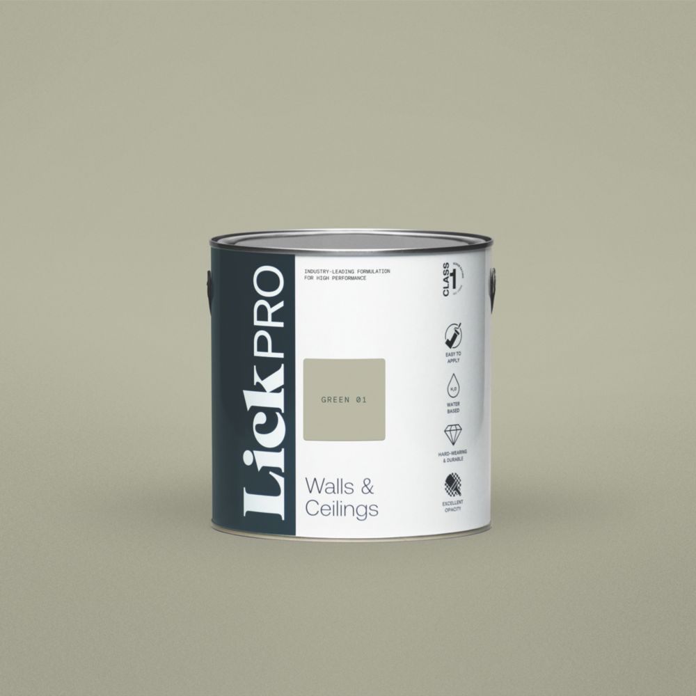 Image of LickPro Matt Green 01 Emulsion Paint 2.5Ltr 
