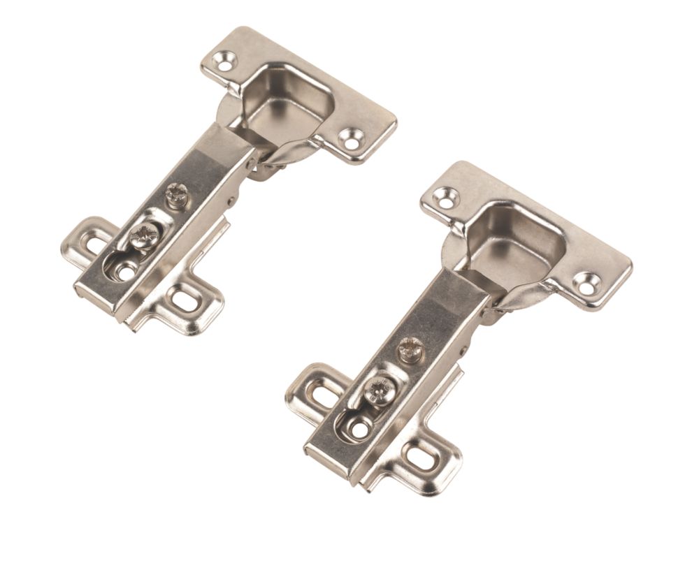 Image of Nickel 110Â° Sprung Concealed Screw-On Hinges 102mm 2 Pack 