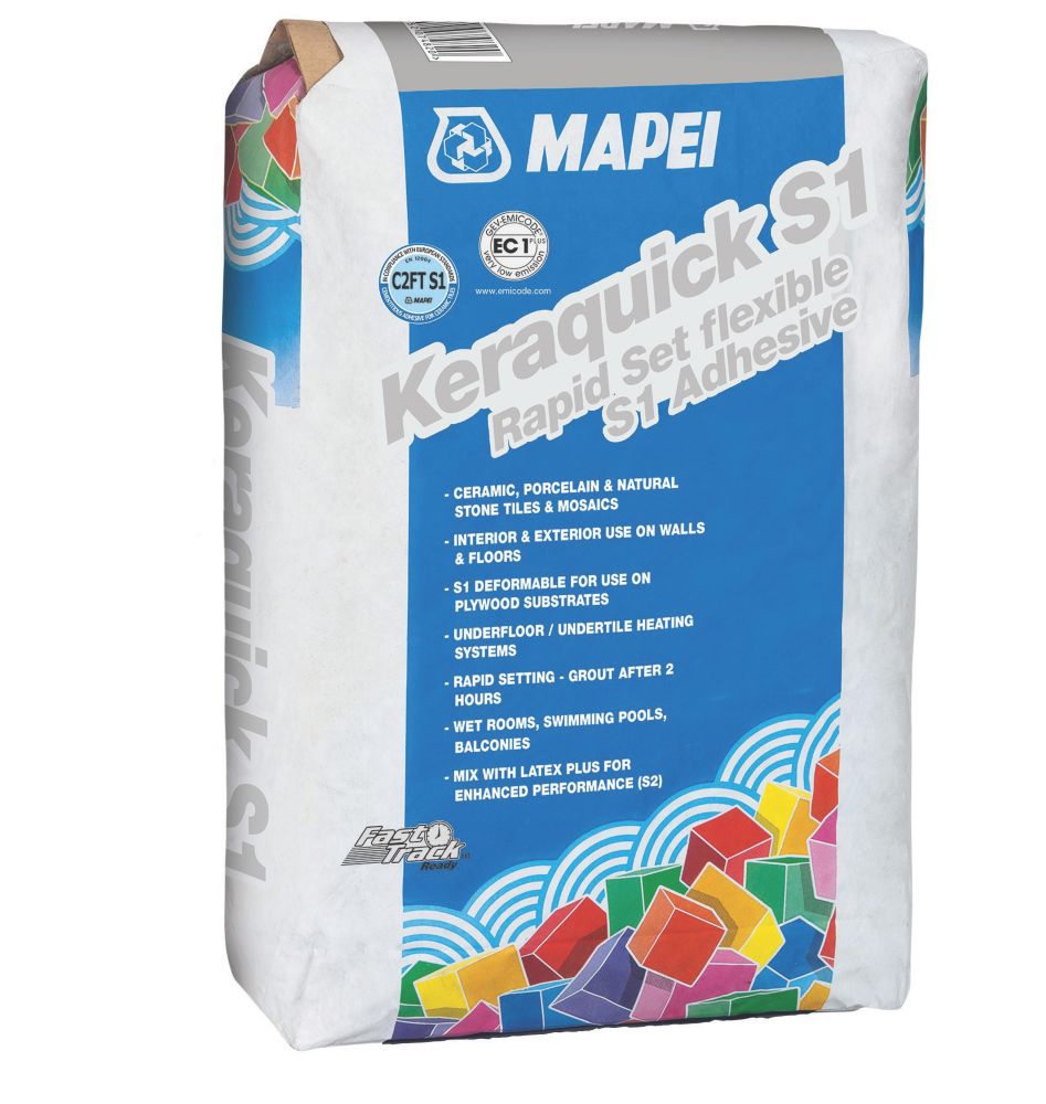 Image of Mapei Keraquick Wall & Floor Rapid-Set Flexible Tile Adhesive Grey 10kg 