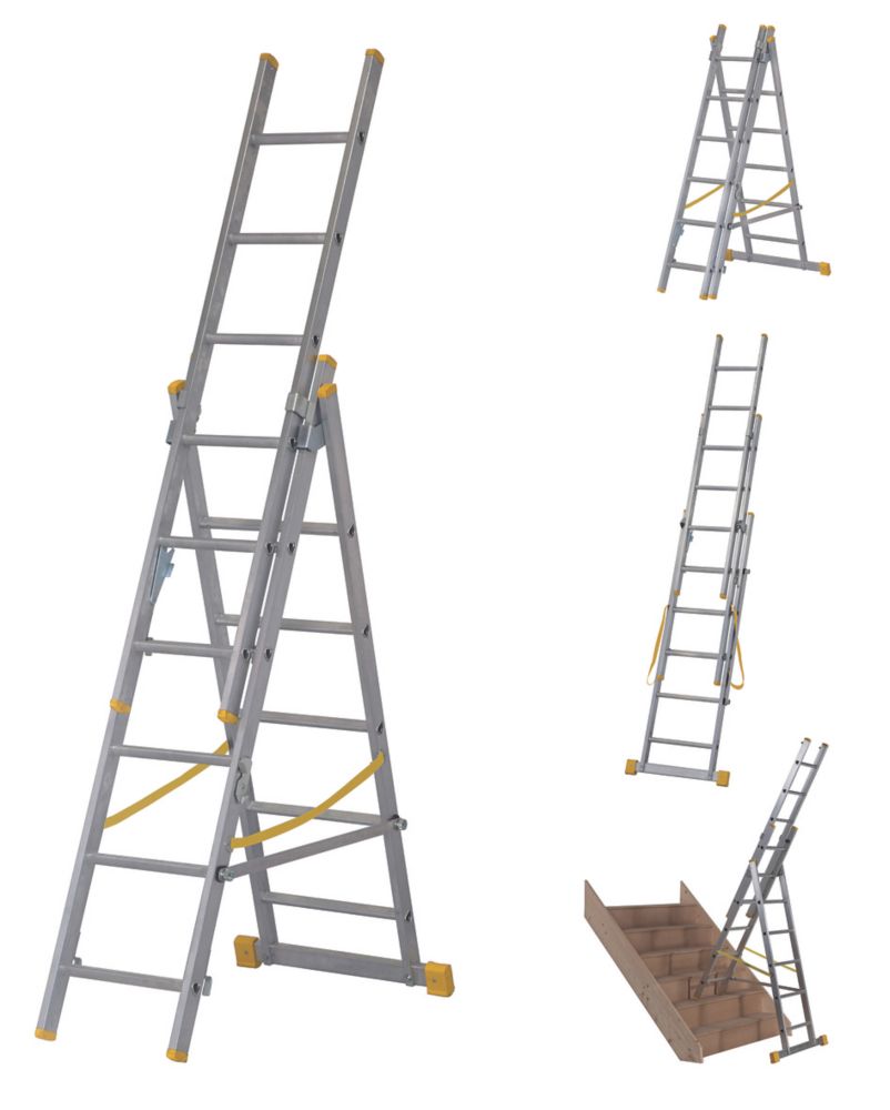 Image of Werner 3-Section 4-Way Aluminium Combination Ladder 3.78m 