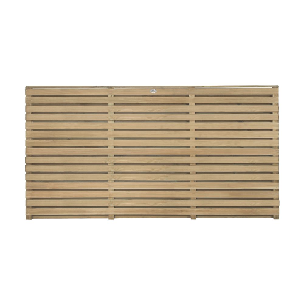 Image of Forest Double-Slatted Fence Panels Natural Timber 6' x 3' Pack of 4 